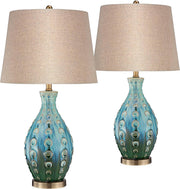 26 1/2" Tall Table Lamps Set of 2 Modern Ceramic Teal Mid Century