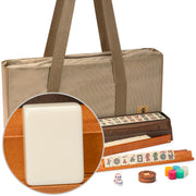 American Mahjong Set, Mojave (Ivory) with Brown Soft Case, All-in-One Racks with Pushers, Wright Patterson Scoring Coins, Dice, & Wind Indicator