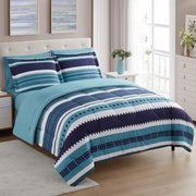 7 Piece Comforter Set Bag Solid Color All Season Soft Down Alternative Blanket & Luxurious Microfiber Bed Sheets, Marino, Queen (Pack of 4, 28 Count Total)