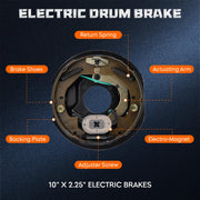 5 on 5" Trailer Brake Drum Kit, 10" X 2-1/4", for 3,500 lbs. Axle, for RVs Electric Brakes Drums Assembly. NOT FITS 5 ON 4.5.