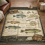 Rugs 8x10 Rustic Cabin Area Rugs for Living Room Bedroom, Washable Low Pile Non-Slip Rubber Backing, Vintage Style Carpet Green