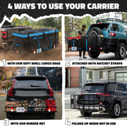 60"x24"x6" Heavy Duty Steel Folding Trailer Hitch Cargo Carrier