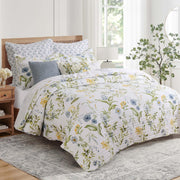 Viviana Reversible King/Cal King Quilt Set (106x92in) with 2 Pillow Shams (36x20in) - Floral - Blush, Green, White - Cotton King Size Quilt Bedding Set - Lightweight, Soft, Pre-Washed