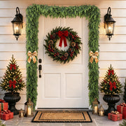 Christmas Garland Real Touch Cedar Garland with Upgrade Large Cedar Branches 9 ft Lush Realistic Faux Pine Garlands for Mantle, Table, Stairs, Doorframe, Fireplace Indoor Outdoor Holiday Decorations
