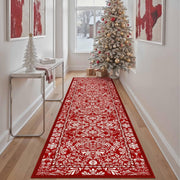 Christmas Floral Area Rug 8x10 Red Washable Non Slip Living Room