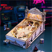 3D Wooden Puzzle Pinball Machine, Circus Style Tabletop Pinball with Electronic Scoring, Lights & Sound, DIY Mechanical Arcade Game Model Kit, Desk Toy Gift for Adults Teens