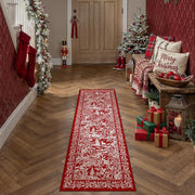 Christmas Floral Area Rug 8x10 Red Washable Non Slip Living Room