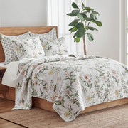 Viviana Reversible King/Cal King Quilt Set (106x92in) with 2 Pillow Shams (36x20in) - Floral - Blush, Green, White - Cotton King Size Quilt Bedding Set - Lightweight, Soft, Pre-Washed