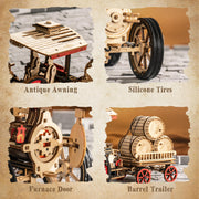 3D Wooden Puzzles for Adults, Steam Engine Car Model Kit, 1:28 Scale Mechanical Steam Locomotive Wooden Puzzle, 469PCS,Assembly Time 6H, Awesome Gifts for Adults