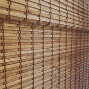 Custom Bamboo Shades | Rustic | Cordless Bamboo Roman Shades for Windows and Doors (Natural Woven) | Rustic Walnut (Great Privacy) | 64" W X 60" H