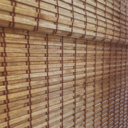 Custom Bamboo Shades | Rustic | Cordless Bamboo Roman Shades for Windows and Doors (Natural Woven) | Rustic Walnut (Great Privacy) | 50" W X 48" H