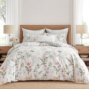 Viviana Reversible King/Cal King Quilt Set (106x92in) with 2 Pillow Shams (36x20in) - Floral - Blush, Green, White - Cotton King Size Quilt Bedding Set - Lightweight, Soft, Pre-Washed