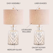 Alvord 24.5" Glass Table Lamp, Mercury Silver, Set of 2
