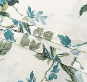Exotic Modern Floral Print Bedding Birds Flowers Dusty Grey Design 100% Cotton Duvet Cover 3pc Set Hibiscus Blossom Branches in Muted Gray Blue (Super King, Egret White)