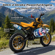 50cc Kids Dirt Bike,2Stroke Gas Dirt Bike for kids8-14,Orange,2026 Upgraded