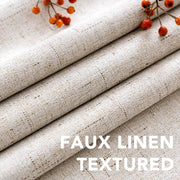 Linen Blackout Curtains Durable Thick Textured Linen Look 100% Blackout Patio Door Curtain Anti Rust Grommet Extra Wide Sliding Door Curtain Panel, Natural，W100 x L108 inch (Pack of 4)