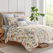 Maileen Quilt Set - King Quilt and Two King Shams - Floral - Bright Multi Color - Quilt (106x92in.) and Shams (20x36in.) - Reversible - Cotton