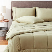 7 Piece Comforter Set Bag Solid Color All Season Soft Down Alternative Blanket & Luxurious Microfiber Bed Sheets, Sage, Queen (Pack of 4)