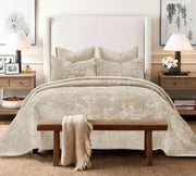 Oversized King Bedspread 120x128 Striped Soft Velvet Quilt Set
