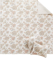 Selesta Blush Quilt Set - King Quilt and Two King Shams - Floral - Blush Taupe Grey - Quilt (106x92in.) and Shams (20x36in.) - Reversible - Cotton