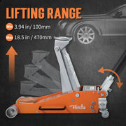 3 Ton Low Profile Floor Jack, Aluminum Steel Hydraulic Car Jack 3-Ton Low Profile Floor Jack with Dual Pump, 3.94"-18.5" Lift Range, Aluminum & Steel Build, Rapid Lifting