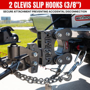 Towing Safety Chain for Trailers and RVs - 3/8 Inches x 84 Inches with 2 Safety Slip Hooks for Secure Attachment, 26,000 lbs Break Strength, Grade 70, Class 5 Rating
