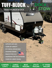 TUFF-BLOCK by Trailer Jack Blocks for RV Camper, 5th Wheel, Boat | Works w/Any Tongue Jack, Post, Scissor Stabilizer or Foot (Round or Square) | Stand Supports 10,000 lbs | Set of Four (4)