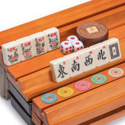 American Mahjong Set, Mojave (Ivory) with Brown Soft Case, All-in-One Racks with Pushers, Wright Patterson Scoring Coins, Dice, & Wind Indicator