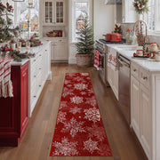 Christmas Floral Area Rug 8x10 Red Washable Non Slip Living Room