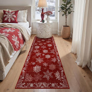 Christmas Floral Area Rug 8x10 Red Washable Non Slip Living Room