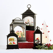 Lighted Snow Globe Lantern: 9.5 Inch, Black Holiday Water Lantern by (Cardinal)