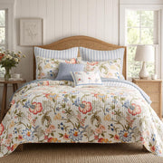 Maileen Quilt Set - King Quilt and Two King Shams - Floral - Bright Multi Color - Quilt (106x92in.) and Shams (20x36in.) - Reversible - Cotton