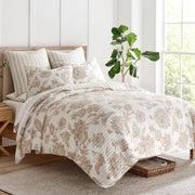 Selesta Blush Quilt Set - King Quilt and Two King Shams - Floral - Blush Taupe Grey - Quilt (106x92in.) and Shams (20x36in.) - Reversible - Cotton