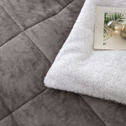 Ultra Soft Sherpa Comforter Set Full Queen, Fall Winter All Season Down Alternative Bedding Sets Grey 3 Piece (1 Comforter and 2 Pillow Shams)