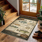 Rugs 8x10 Rustic Cabin Area Rugs for Living Room Bedroom, Washable Low Pile Non-Slip Rubber Backing, Vintage Style Carpet Green