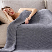 Knitted Weighted Blanket for Adults, 60"x80" 15lbs Full/Queen Size No Beads Cooling Throw Blanket for Hot Sleepers, Home Decor Chunky Knit Heavy Blanket Use on King Size Bed, Light Grey