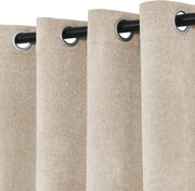 100" Wx84 L Taupe Full Blackout Curtains for Sliding Door, Thermal Insulated Drapery for Living Room Bedroom Windows Patio Door, Modern Chenille Grommet Curtains with Tieback 1 Panel