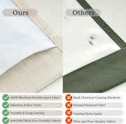 Extra Wide 70 Inch Blackout Curtains 90 Inches Long for Dining Room 2 Panels Set, Memory Trained Pinch Pleated Thermal Sound Dampening Double Layer Linen Blend Ivory Windows Drapes 70x90 Length