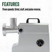 Products MightyBite #8 Meat Grinder, 500 Watt Aluminum Electric Meat Grinder for Home Use, Compact Food Processor for Grinding, Sausage Stuffing, Cooking