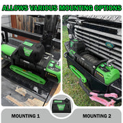Winch 9500lb Electric Winch 12V Winch with Synthetic Rope Car Trailer Winch with Green Hawse Fairlead Wireless Remote and Wired Handle for Truck SUV