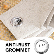 Linen Blackout Curtains Durable Thick Textured Linen Look 100% Blackout Patio Door Curtain Anti Rust Grommet Extra Wide Sliding Door Curtain Panel, Natural，W100 x L108 inch (Pack of 4)