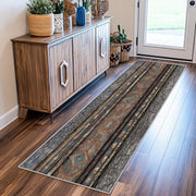 Tribal 3x10 Runner Rug, Feather Native American Brown Runners for Hallways, Kitchen, Bedroom, Entryway, Tribal Home Decor Floor Carpet, Non Slip Washable Low Pile, 3 x 10 ft