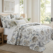 Maileen Quilt Set - King Quilt and Two King Shams - Floral - Bright Multi Color - Quilt (106x92in.) and Shams (20x36in.) - Reversible - Cotton