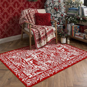 Christmas Floral Area Rug 8x10 Red Washable Non Slip Living Room