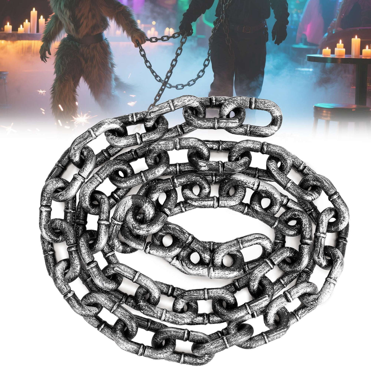 Gustave 6Ft Halloween Plastic Chains Props Fake Chain Links Halloween Party Decoration Cosplay Costume Accessories