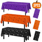 Halloween Tablecloth for Pary Decoration Rectangular disposable Plastic Spider Web Halloween Table Covers for Home Decor Halloween Party Supplies 54" x 108" Mixed 3Pcs