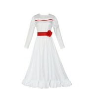 Horror Costume Adult Women Cosplay White Dress 3D Flower Scary Ghost Role Play Halloween Costumes