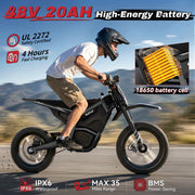 48V 2000W Peak Class Electric Dirt Bike Ages 13+