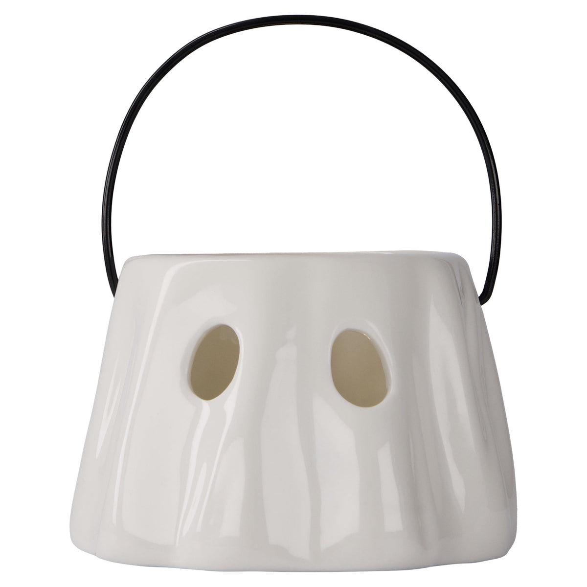 My Texas House Halloween Light-Up Ceramic Ghost Lantern Decoration, White, 3.5"
