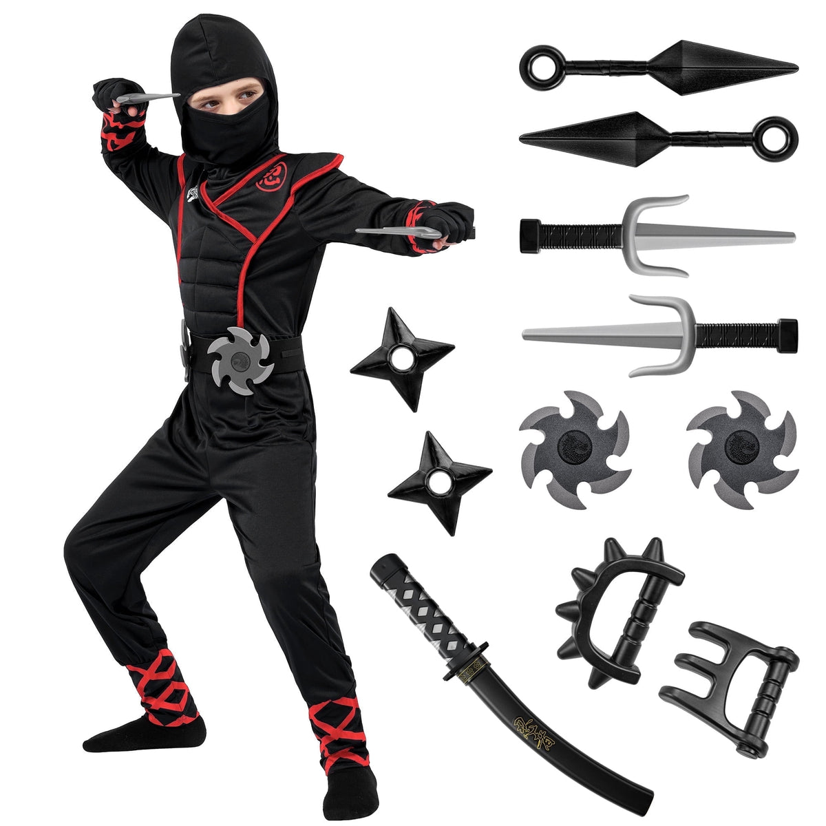 Joyfy Kids Ninja Costume for Boys Halloween Fancy Dress Costume for Kids Age 3 and up